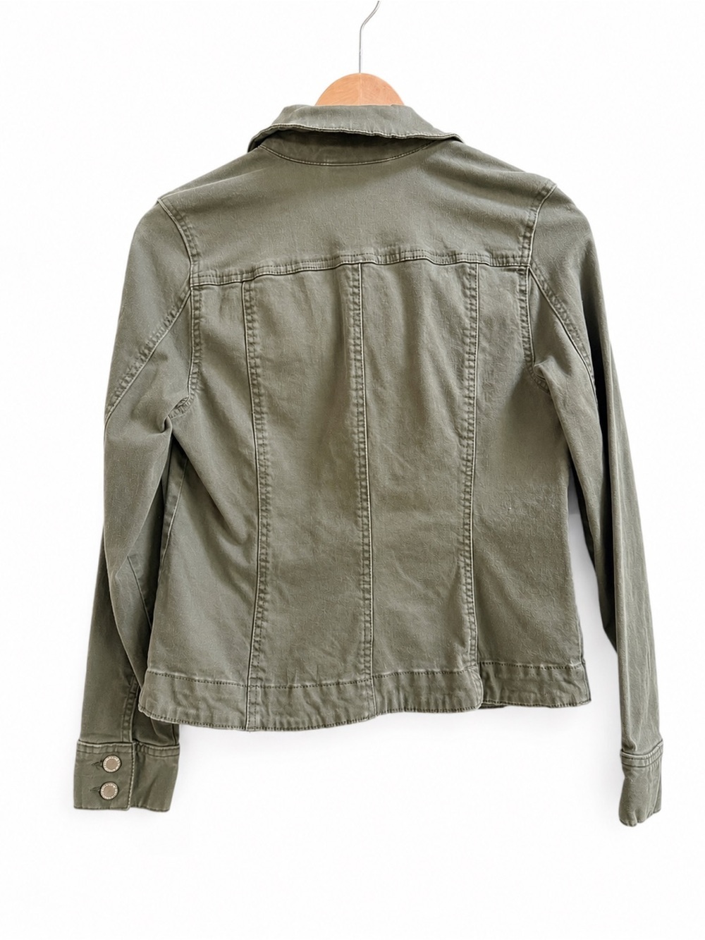 Charter Club Olive Green Button-Front Jean Jacket - Picture 2 of 5